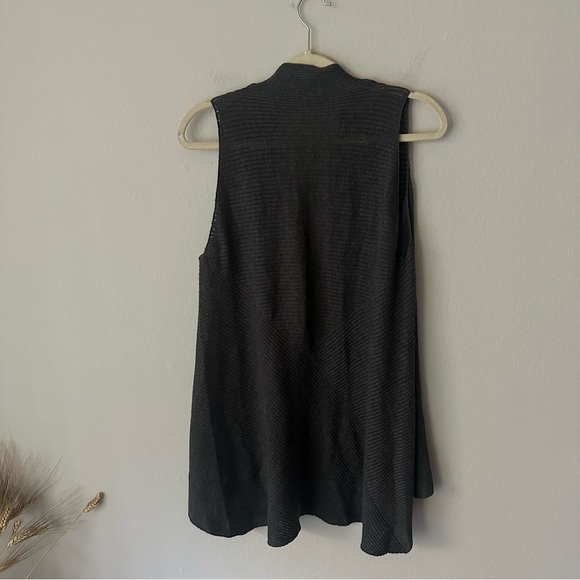 Eileen Fisher Open Front Sleeveless Cardigan Vest 100% Wool Size Medium Grey - Picture 7 of 10